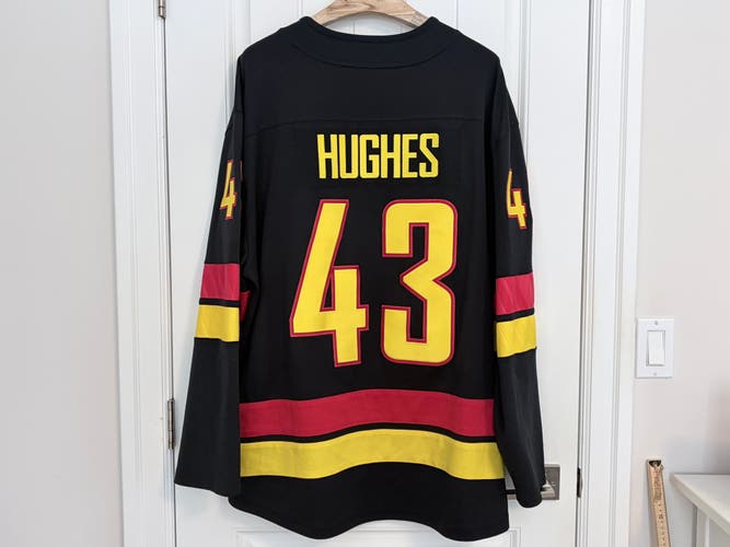 Authentic Fanatics Vancouver Canucks Quinn Hughes Black Skate Jersey Size 3XL