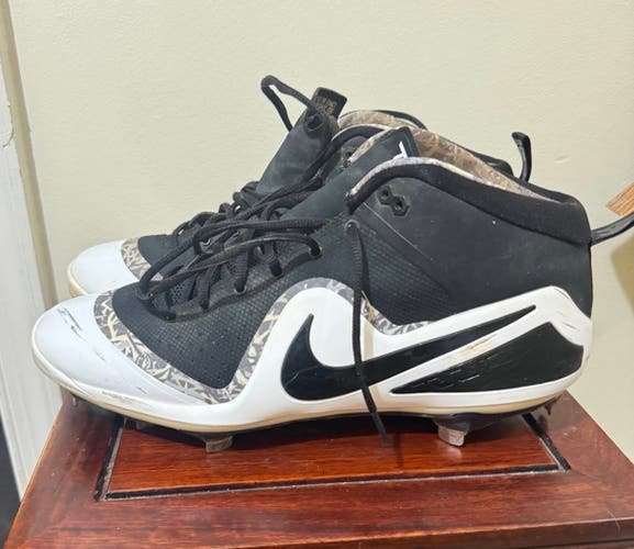 Black Men's Size M 12.0 (W 13.0) Adult Nike Trout High Top Metal (Used)