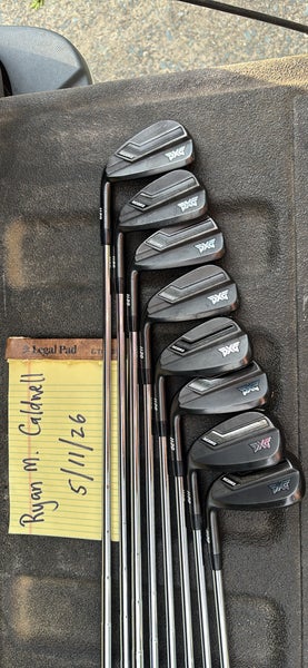 Men's PXG 0211 XCOR2 Xtreme Dark Left Hand Iron Set Stiff Flex (8 Clubs) #4 - #9, PW, (Used)