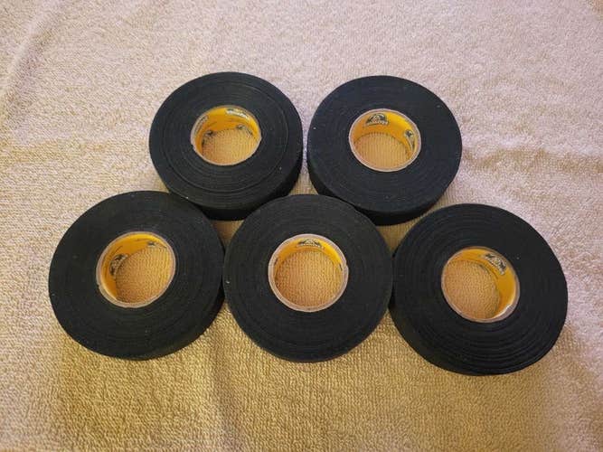 Lot Of Five Rolls Howies Hockey Black Cloth Tape New