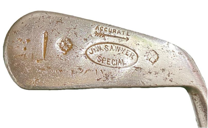 JW Sawyer Special Accurate Dot Face Mid Iron RH Hickory Shaft 37" Leather Grip