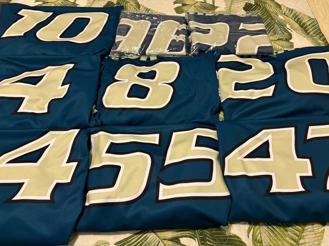 Team Set Nine (9) Blue Hockey Jerseys (used)