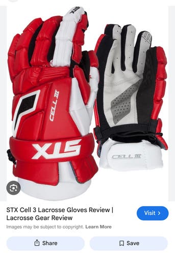 STX Cell III Lacrosse Gloves (New)
