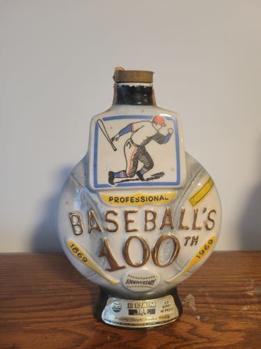 Vintage Jim Beam Professional Baseball's 100th Anniversary Bourbon Whiskey Decanter
