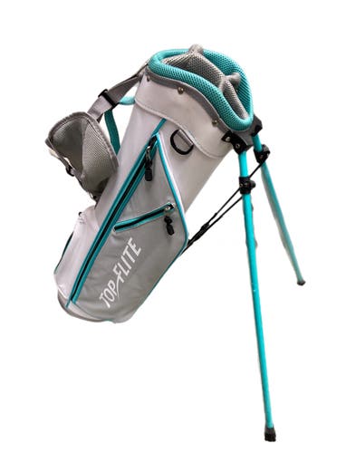 Top Flite Junior Golf Bag Stand Bag 32” White And Teal In Plastic Bag