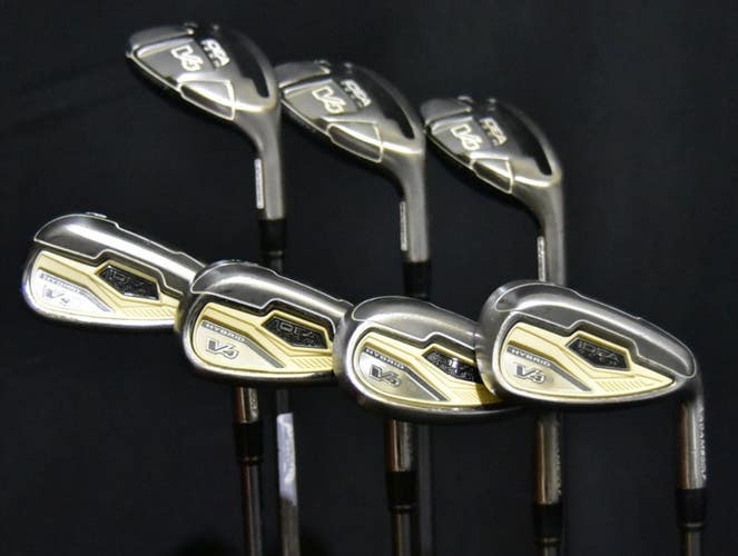 ADAMS IDEA TECH V4 IRON HIBRYD SET 4-9 SW PW SHAFT: LADIES LENGT: (8) 36 (5)" RH