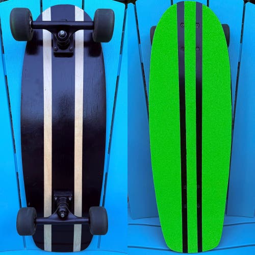 Vintage 1980s Refurbished Complete Skateboard 10.0” x 30” - Custom Grip Tape Job