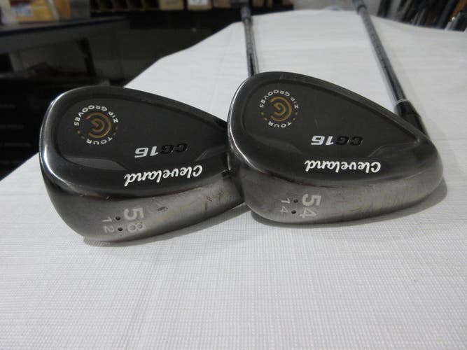 Left-Handed CG16 Black Pearl Wedge Set - 54* - 58*- Extra Stiff Steel +1.5" Long