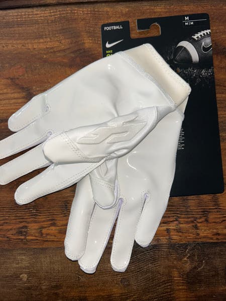 White Adult Medium Nike Superbad football Gloves New