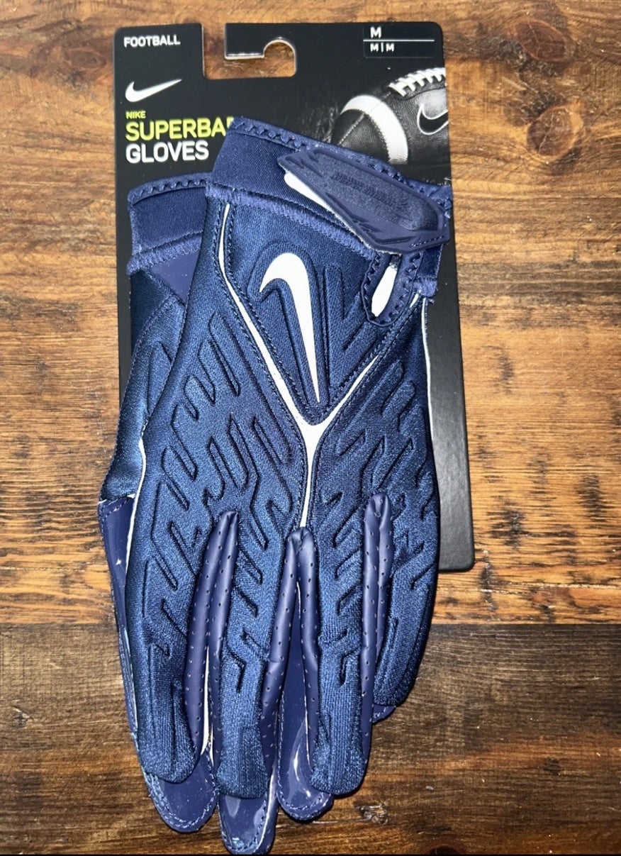 Navy Blue Adult Medium Nike Superbad football Gloves New