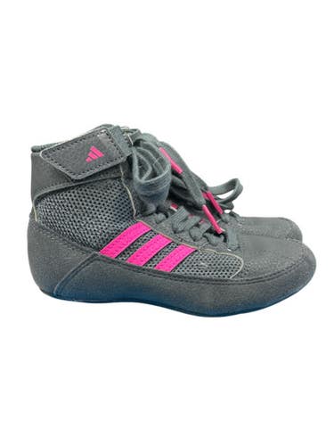 Used Adidas HP6873 GRY/PINK SHOES Wrestling Shoes Grey Youth 11.0 11862-S000094302