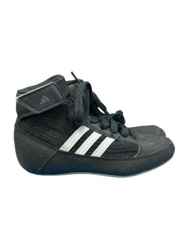 Used Adidas AQ3327 BLK/WHT SHOES Wrestling Shoes Black Youth 11.0 11862-S000094301