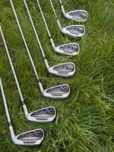 Men's 2022 Cobra LTDx One Length Right Handed Iron Set Stiff Flex (7 Clubs) #5 - #9, PW, GW (Used)