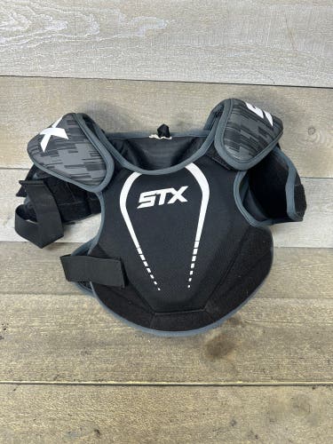 STX Stallion 75 Lacrosse Breast Shoulder Pads Youth Small Black Gray