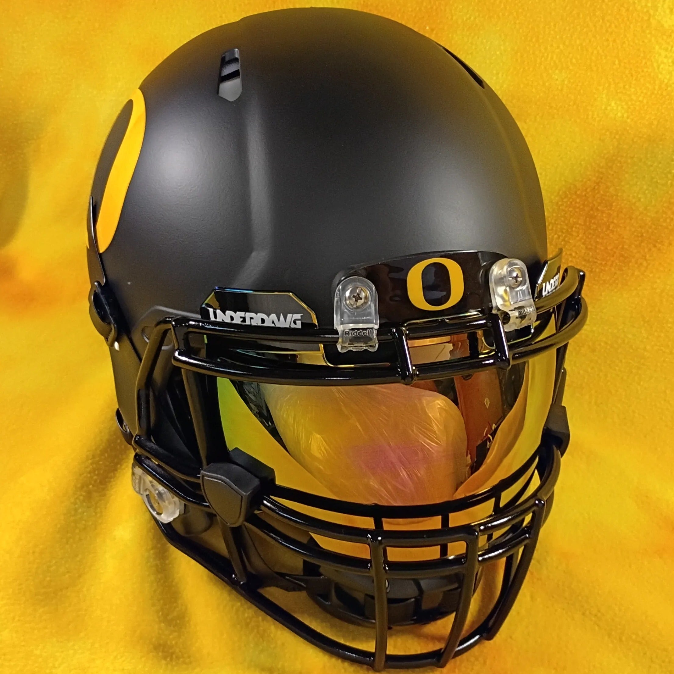 black and yellow football helmet Matte with Gold Mask Blank Riddell Revolution Speed Mini (Decorative Mini Helmet - NOT Wearable college Authentic Speed Full Size Football Helmet Pittsburgh Steelers NFL Riddell Speed