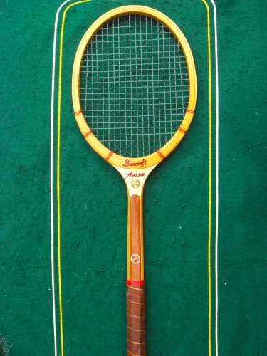 c.1960 Vintage Bancroft Aussie Model Wooden Strung 18x20 Racket 4 3/8 L USA MINT