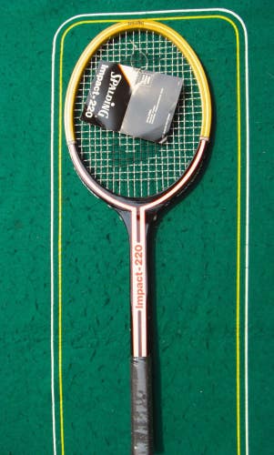 Spalding Impact 220 Wooden Racquet 4 3/8 Strung 18x21 Flawlesss NEW NOS Taiwan
