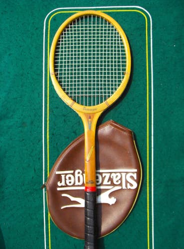 Slazenger Super Wooden Racquet M 4 1/2 Strung 18x20 EXCL Made in England