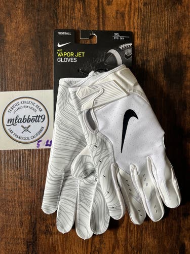 Nike Vapor Jet 5.0 Football Gloves NFL Pro Spec - Men's 3XL (XXXL) - White/Black - New