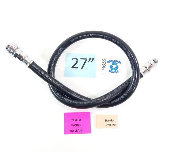 27" Standard BCD BC Inflator Hose 3/8" Threads Scuba Dive Diving Low Pressure