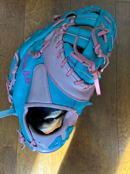 44 Pro 44 RH First Base Baseball Glove 13" Pink and Blue Pottstown ALMOST NEW (Used)