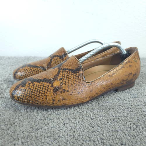 VIONIC Willa Boa Womens Size 8 Shoes Snakeskin Print Leather Loafers Brown Flats