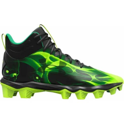 Under Armour Spotlight Franchise RM Kids 3.5 Black Green Football Cleats DDK1016