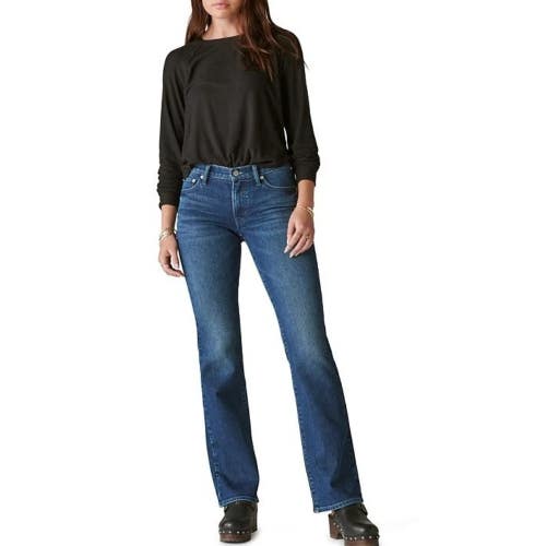 Lucky Brand Sweet Jeans Women's 2 Blue Denim Mid Rise Bootcut Leg Zip Fly NLW69