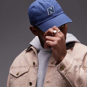 New Balance 6 Panel Block N Baseball Cap Men's Blue Adjustable Strap Hat DAB319