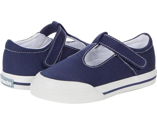 FootMates Drew V102-410 Sneaker Girls US 9 W Navy Round Toe Comfort Shoes DAB338