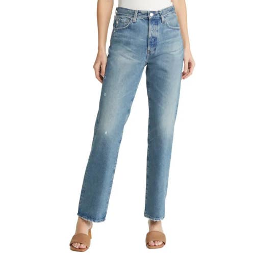 AG Jeans Alexxis Women 32 Blue Denim High-Rise Straight Leg Zip Fly Ankle NLW140