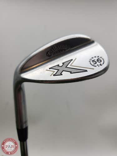 LEFTY 2008 CALLAWAY X FORGED WHITE CHROME WEDGE 56*/14 STIFF STEEL 35" GOOD