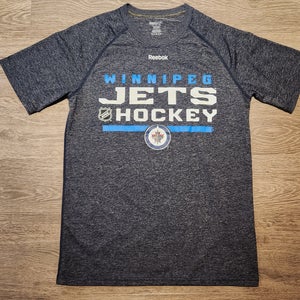 Winnipeg Jets NHL Hockey Reebok Play Dry Heathered Blue Shirt Mens Small