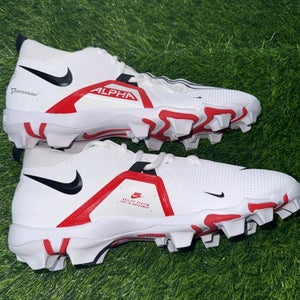 Nike Alpha Menace 3 Shark Football Shoes White Red Cleats CV0582-103 Size 11.5