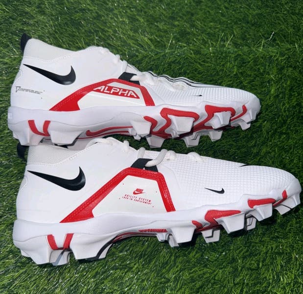 Nike Alpha Menace 3 Shark Football Shoes White Red Cleats  display picture 1