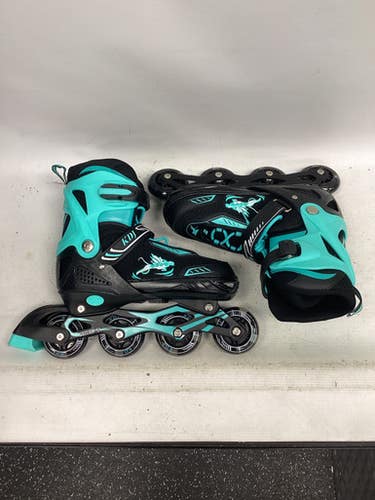 Used KDJ SPORTS INLINE SKATES Junior Rec Fitness Skates Teal Adjustable 11851-S000046430
