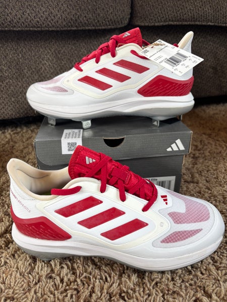 Adidas Adizero PureHustle 3 Elite Softball Metal Cleats White/Red Womens Sz 9