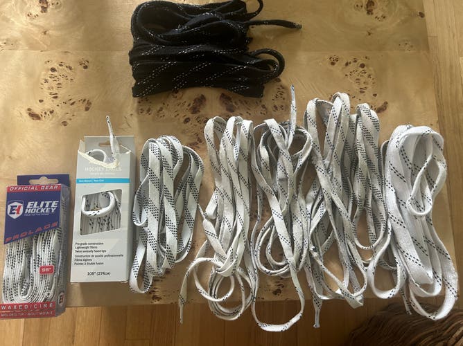 10 Unwaxed Laces. Three New 7 used. Various sizes
