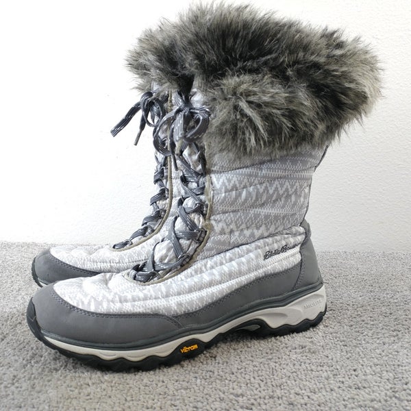Eddie Bauer Snow Boots Womens 10 Thermafill Insulated 200 Gram Vibram Faux Fur