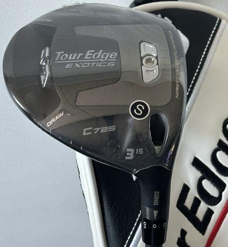 Tour Edge Exotics C725 Fairway 3-Wood 3W 15* Stiff HZRDUS Black 70g w/ Cover NEW