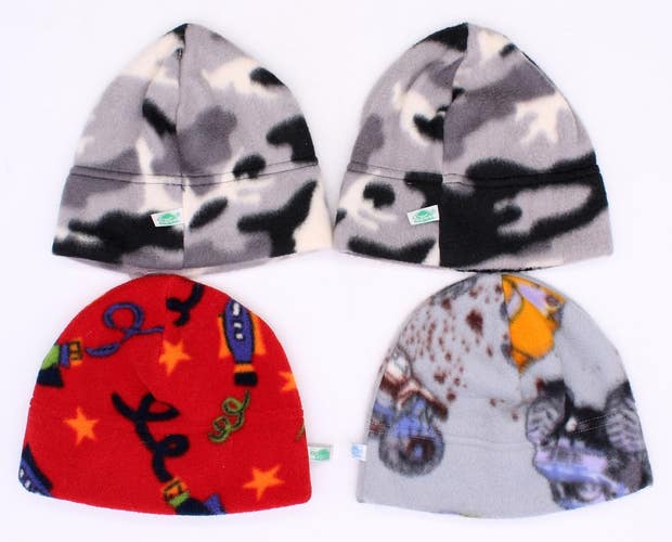 Turtle Fur Fleece Graphic Boys Hats (Variety Pack Of 4)