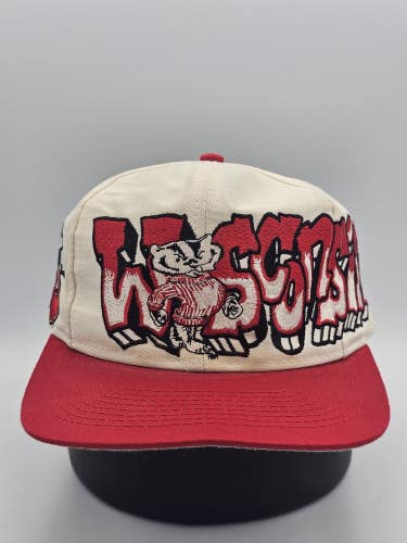 Vintage Wisconsin Badgers Top Of The World Graffiti NCAA Sports Hat Cap Snapback