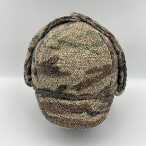 Vintage King Of The Mountain Wool Sherpa Lined Camo Bomber Hat Mens Size Medium