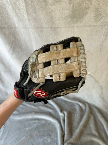 Black Rawlings Sure Catch RH Outfield Baseball Glove 11" (Used)