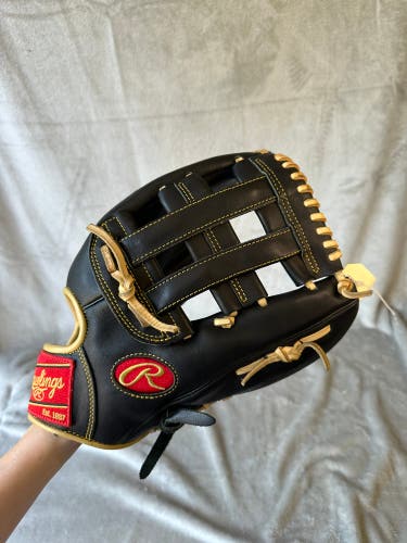 Black Rawlings Select Professional RH Outfield Baseball Glove 12.5" (Used)