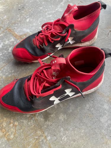 Black Men's Size M 11.5 (W 12.5) Adult Under Armour High Top Metal (Used)