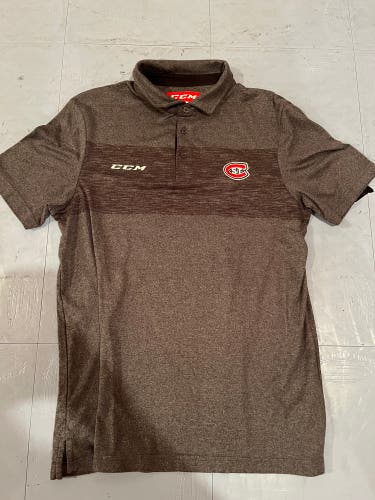St. Cloud State Hockey Gray Large Men's CCM Golf Polo (New)