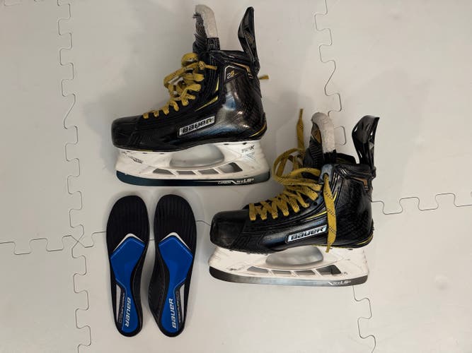 Bauer Supreme 2S Pro Hockey Skates, Size 3D + Superfeet Insoles + New Bauer LS5 Blades (Used)