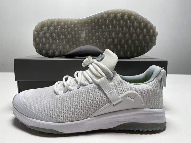 Puma Fusion Evo Golf Shoes White Quarry Gray Men's SZ 9.5 (193850 02)