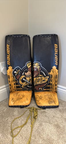 Large Bauer Ultrasonic Goalie Leg Pads Pro Stock (Used)